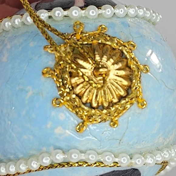 Vintage Handmade Boxer Puppy Dog Real Egg Christmas Ornament Blue - Picture 6 of 9